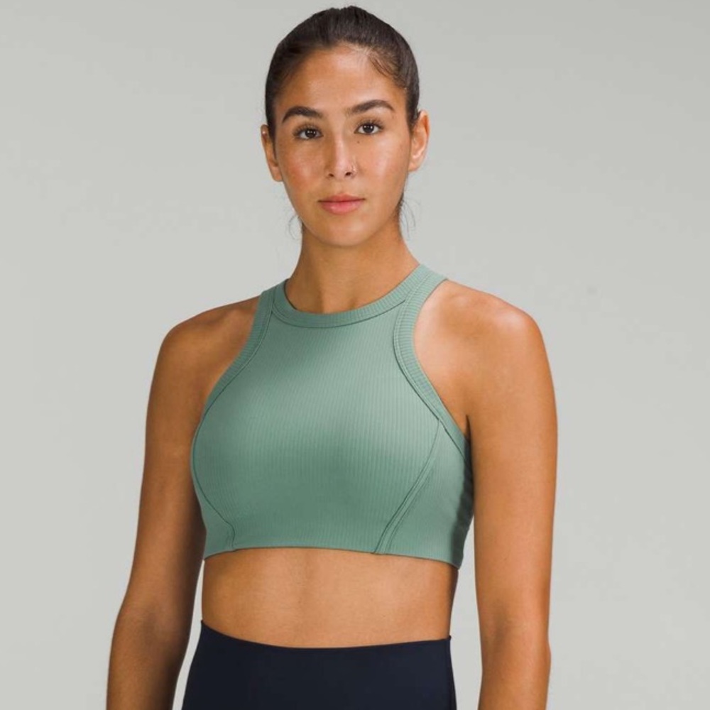 Lululemon Ribbed Nulu High-Neck Yoga Bra Green Size 6